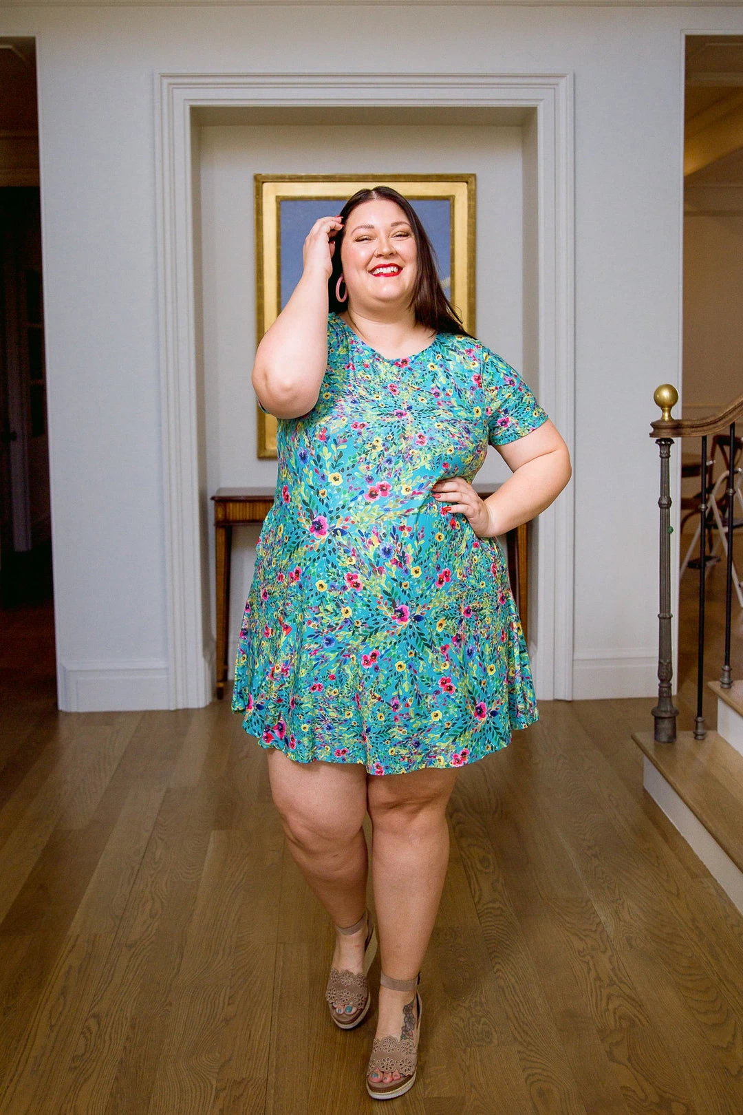 Ave Shops Blue Tropics Dress - Stylish and Comfortable Women's Dresses, Rompers & Jumpsuits 17 Ave Shops Dresses, Rompers, Jumpsuits Blue Tropics Dress