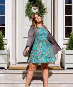 Ave Shops Blue Tropics Dress - Stylish and Comfortable Women's Dresses, Rompers & Jumpsuits 35 Ave Shops Dresses, Rompers, Jumpsuits Blue Tropics Dress