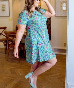 Ave Shops Blue Tropics Dress - Stylish and Comfortable Women's Dresses, Rompers & Jumpsuits 24 Ave Shops Dresses, Rompers, Jumpsuits Blue Tropics Dress