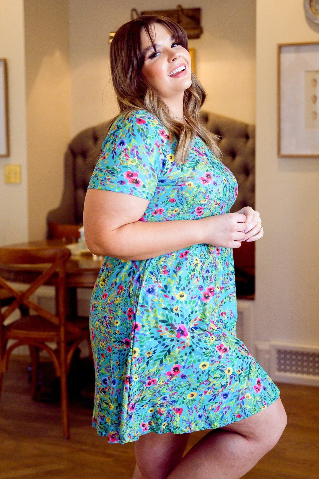 Ave Shops Blue Tropics Dress - Stylish and Comfortable Women's Dresses, Rompers & Jumpsuits 12 Ave Shops Dresses, Rompers, Jumpsuits Blue Tropics Dress