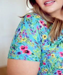 Ave Shops Blue Tropics Dress - Stylish and Comfortable Women's Dresses, Rompers & Jumpsuits 34 Ave Shops Dresses, Rompers, Jumpsuits Blue Tropics Dress