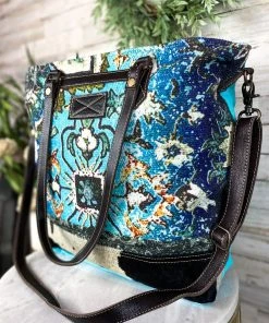 Myra Blue Western Mosiac Crossbody Handbag