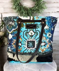 Myra Blue Western Mosiac Crossbody Handbag