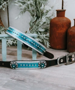 Shiloh Blue & Silver Studded Dog Collar Horse & Dog