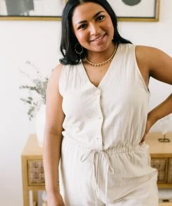 Ave Shops Women's Boardwalk Jumpsuit in Cream | Stylish Romper for Every Occasion 36 Ave Shops Dresses, Rompers, Jumpsuits Boardwalk Jumpsuit In Cream