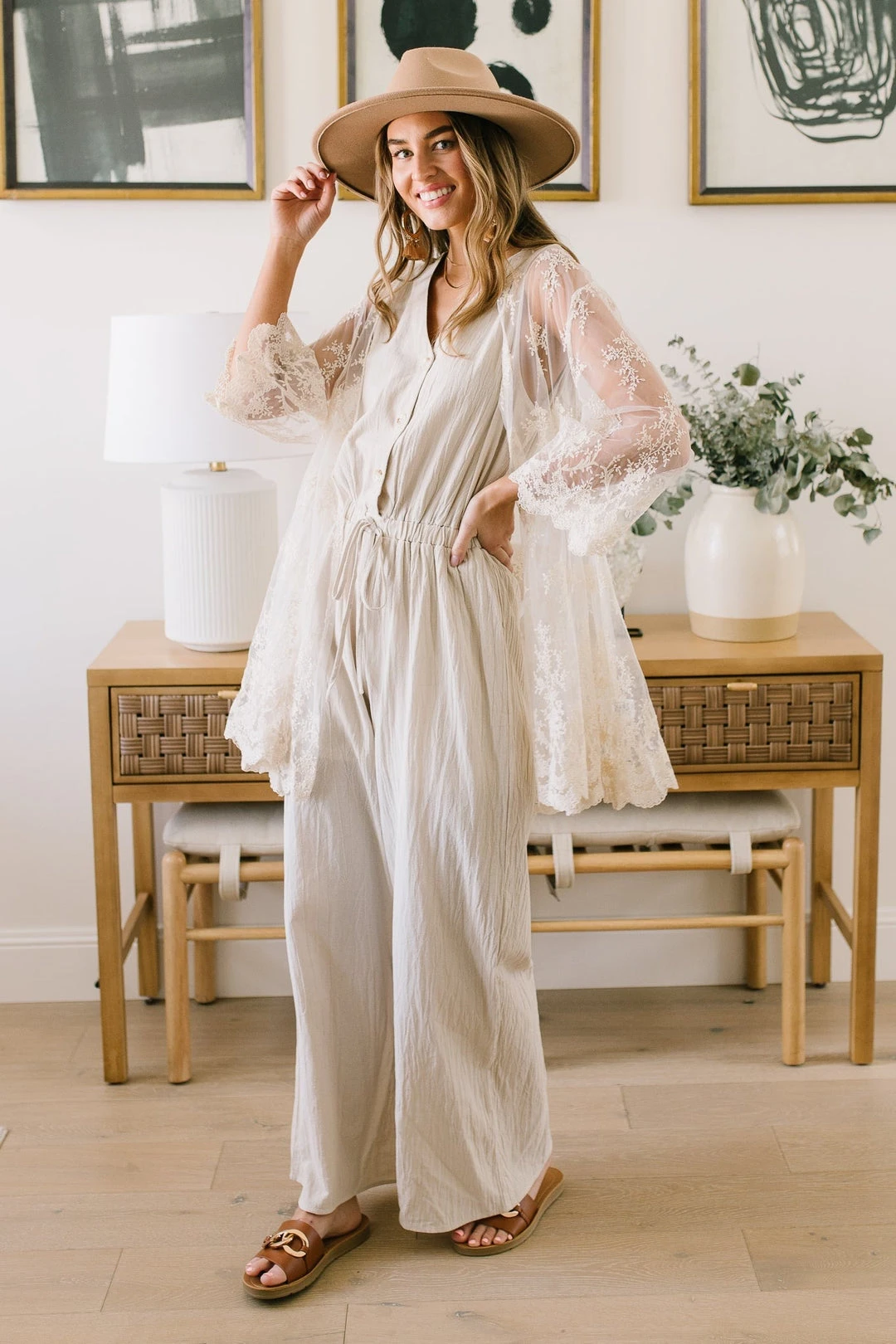 Ave Shops Women's Boardwalk Jumpsuit in Cream | Stylish Romper for Every Occasion 3 Ave Shops Dresses, Rompers, Jumpsuits Boardwalk Jumpsuit In Cream