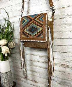 Myra Handbags & Wallets Boho Chic Cowhide & Fringe Crossbody Handbag