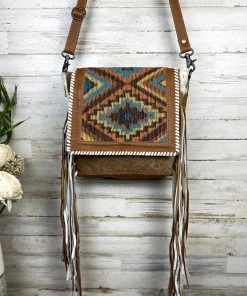 Myra Handbags & Wallets Boho Chic Cowhide & Fringe Crossbody Handbag