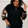 Ave Shops Clothing Bouquet Sleeves Top In Black