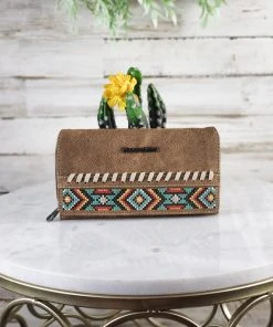 Montana West Brown Aztec Embroidered Wallet New Arrivals