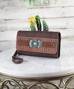 Montana West New Arrivals Brown Concho Wristlet Wallet