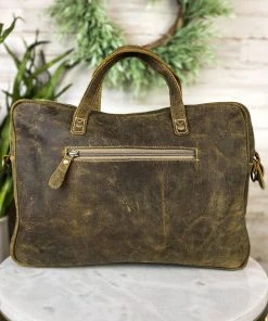 Myra Brown & White Cowhide Laptop Handbag