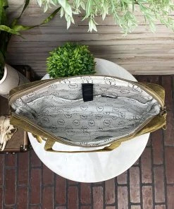 Myra Brown & White Cowhide Laptop Handbag