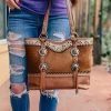 Trenditions Handbags & Wallets Brown Cowhide & Whipstitch Conceal Carry Handbag