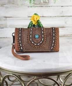 Montana West Brown Embossed Wristlet Wallet New Arrivals