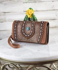 Montana West Brown Embossed Wristlet Wallet New Arrivals