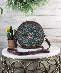 Montana West Handbags & Wallets Brown Floral Round Crossbody Handbag