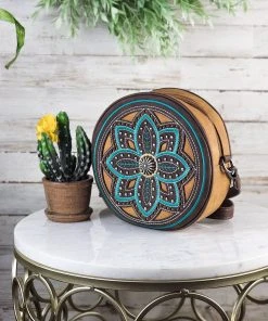 Montana West Handbags & Wallets Brown Floral Round Crossbody Handbag