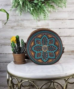 Montana West Handbags & Wallets Brown Floral Round Crossbody Handbag