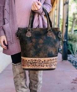 American Darling Handbags & Wallets Brown Floral Tooled Conceal Carry Crossbody Handbag