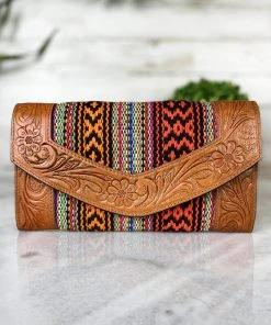 Myra Brown Floral Tooled Southwest Wallet Handbags & Wallets