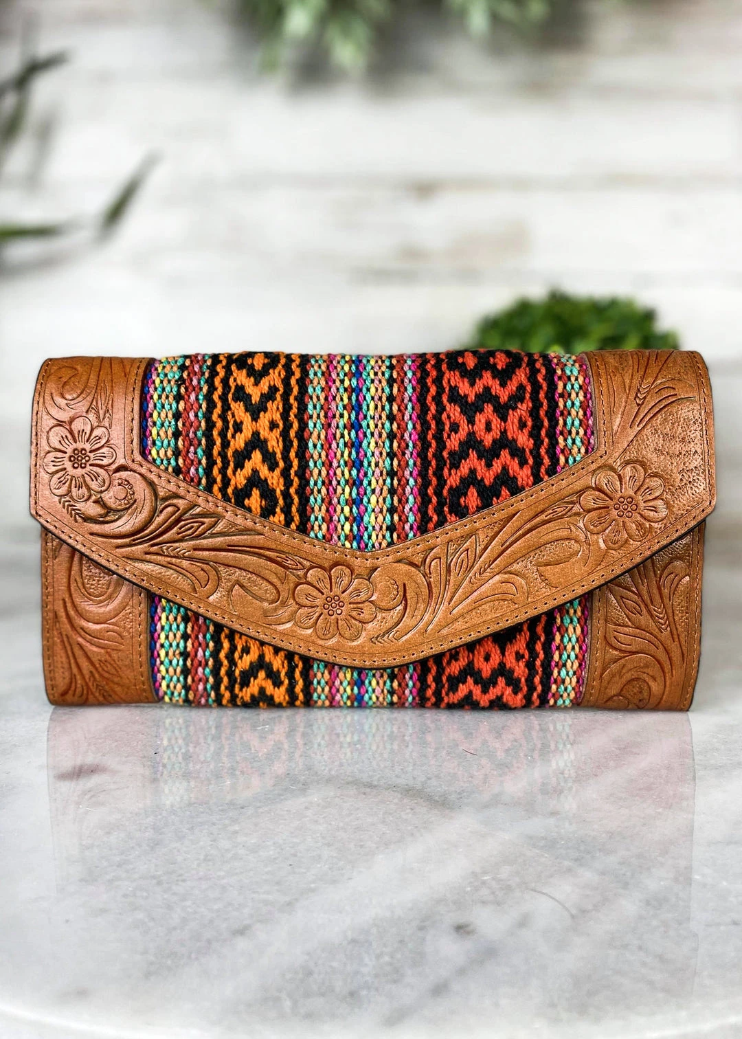 Myra Brown Floral Tooled Southwest Wallet - Stylish Leather Wallet for Women 3 Myra Brown Floral Tooled Southwest Wallet Handbags & Wallets