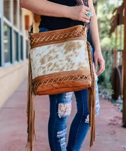 Myra Brown Fringe Cowhide Hobo Handbag Handbags & Wallets