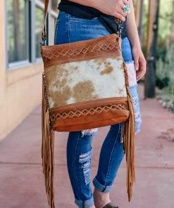 Myra Brown Fringe Cowhide Hobo Handbag Handbags & Wallets