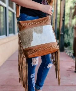 Myra Brown Fringe Cowhide Hobo Handbag Handbags & Wallets