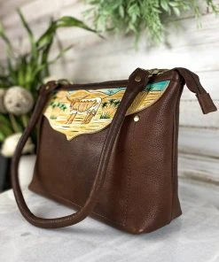 American Darling Brown Leather Western Longhorn Handbag