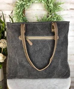 Myra Brown Patterned Pocket Tote Handbag