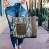 Myra Brown Patterned Pocket Tote Handbag