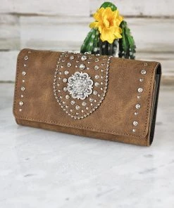 Montana West Wallets & Cardholders Brown Rhinestone Concho Wallet