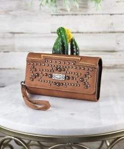 Montana West New Arrivals Brown Studded Concho Wristlet Wallet