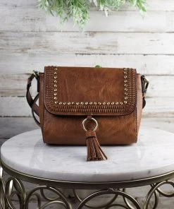 Jen & Co >> MEGA SALE << Brown Studded Crossbody Handbag