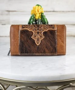 Montana West Brown Tooled Western Cowhide Wallet Wallets & Cardholders
