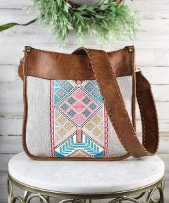 Jen & Co Brown & Pink Aztec Crossbody Handbag Handbags & Wallets