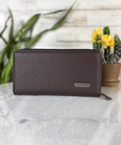 Montana West Brown & Teal Metallic Cowhide Wallet