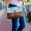 Myra Brown & White Cowhide Concho Handbag