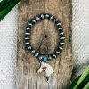 Blue Tortoise Brown & White Cowhide Horse Bracelet