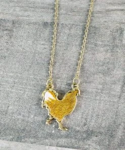 Blue Tortoise Brown & White Cowhide Rooster Necklace | MEGA SALE | Exclusive Design -The Cinchy Cowgirl Store Brown WhiteCowhideRoosterNecklace 1080x