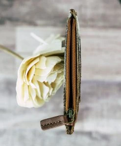 Myra Handbags & Wallets Brown & White Cowhide Zip Card Holder