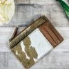 Myra Handbags & Wallets Brown & White Cowhide Zip Card Holder
