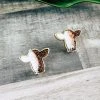 Blue Tortoise Jewelry Brown & White Druzy Cow Head Earrings