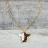 Blue Tortoise Brown & White Druzy Cow Petite Necklace