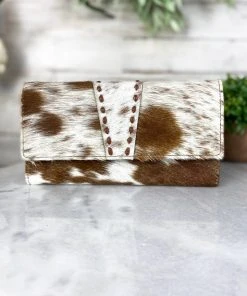 Myra Brown & White Josephine Cowhide Wallet Handbags & Wallets