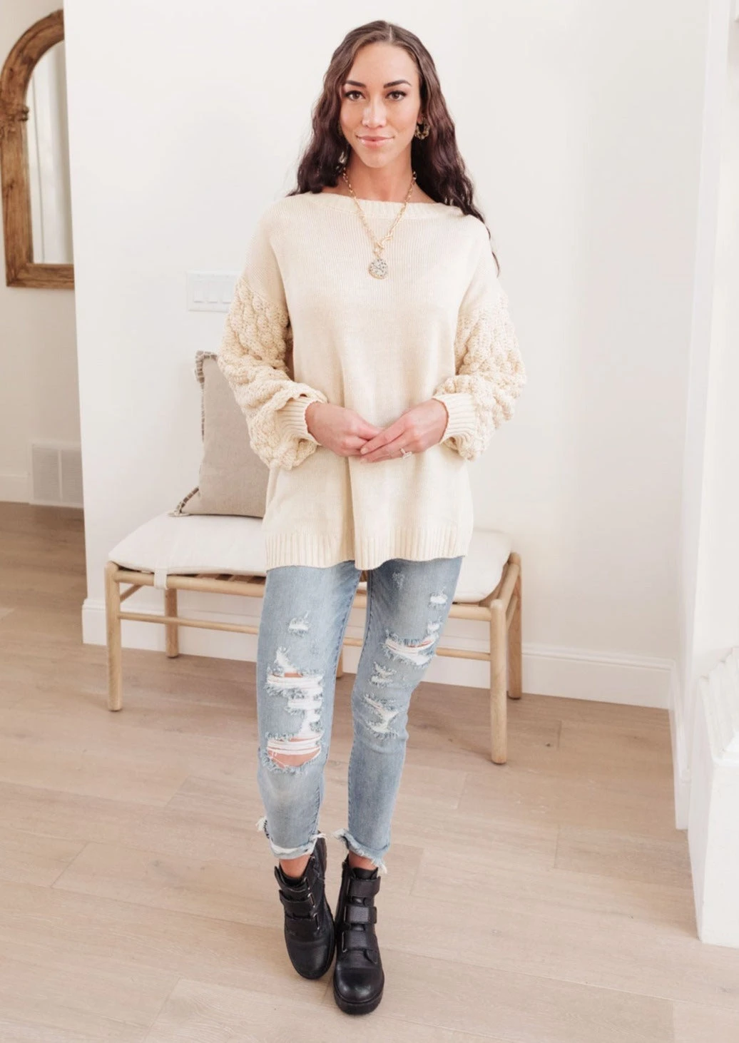 Ave Shops Bubbly B Sweater in Ivory | Cozy Cardigan for Women | Outerwear Essential 4 Ave Shops Bubbly B Sweater In Ivory Cardigans, Sweaters, Outerwear