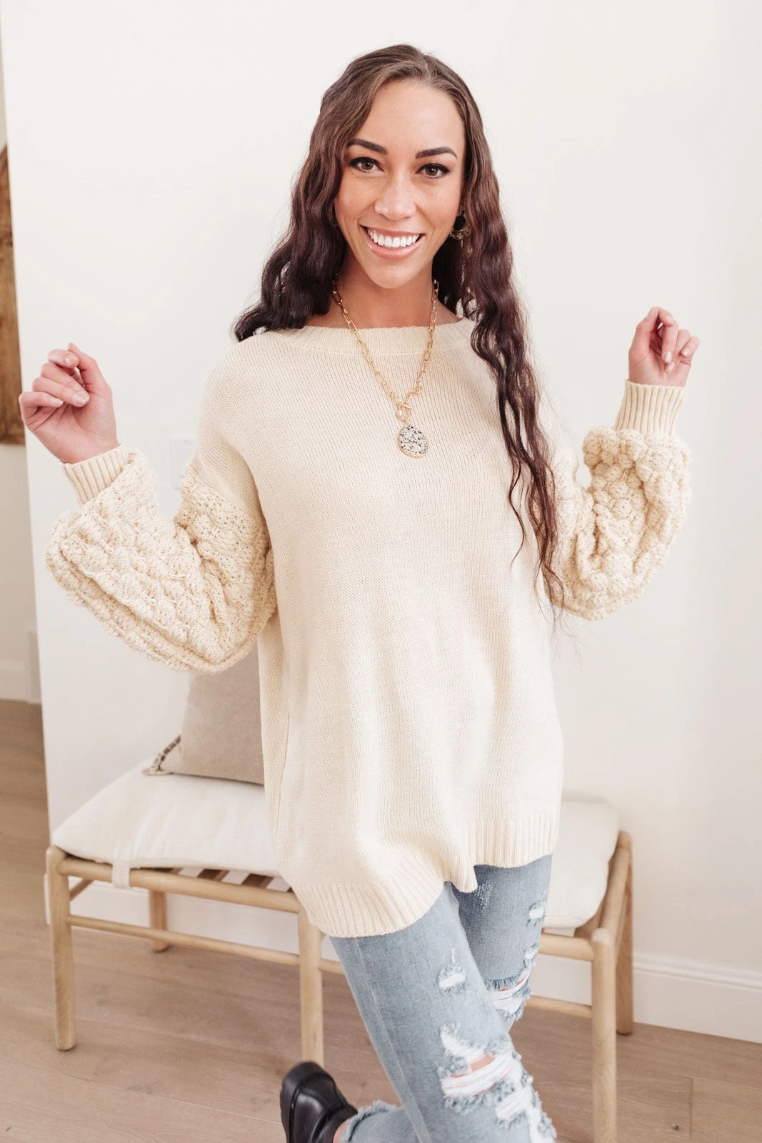 Ave Shops Bubbly B Sweater in Ivory | Cozy Cardigan for Women | Outerwear Essential 8 Ave Shops Bubbly B Sweater In Ivory Cardigans, Sweaters, Outerwear