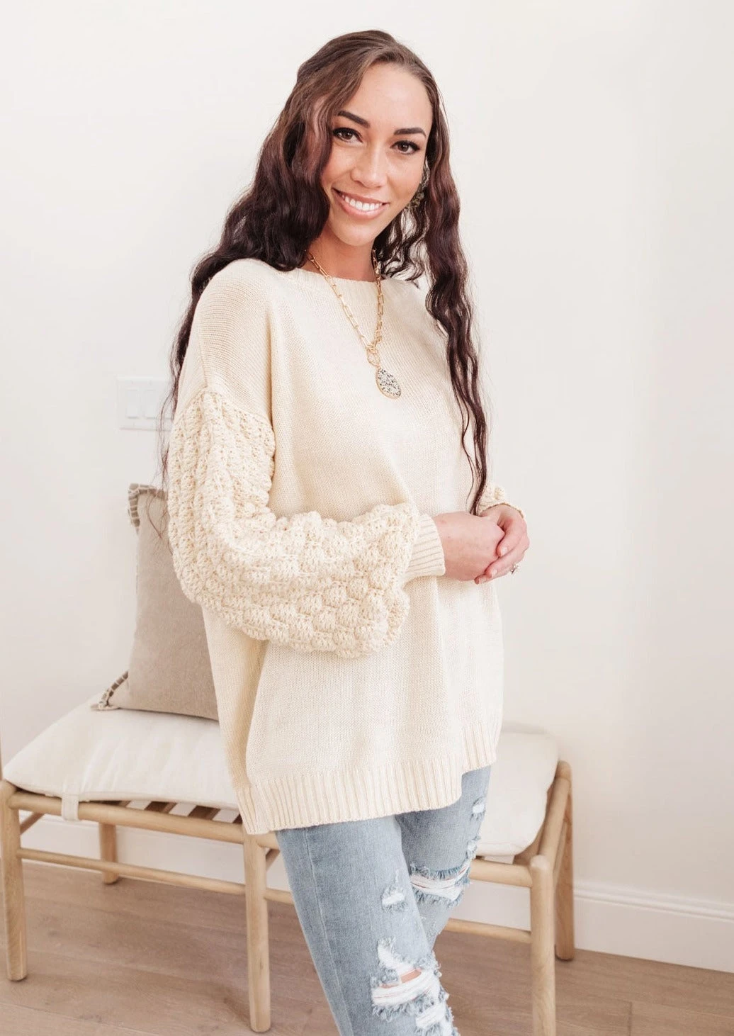 Ave Shops Bubbly B Sweater in Ivory | Cozy Cardigan for Women | Outerwear Essential 3 Ave Shops Bubbly B Sweater In Ivory Cardigans, Sweaters, Outerwear