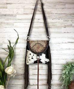Myra Handbags & Wallets Buckaroo Cowhide & Fringe Crossbody Handbag
